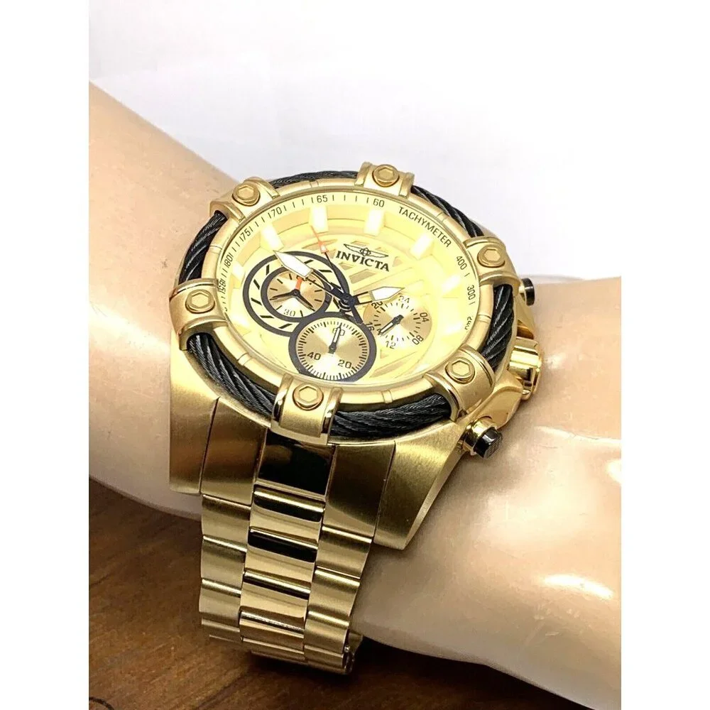 Invicta Men's Watch 25515 Bolt Quartz Chronograph Diver Gold Tone Steel 52mm